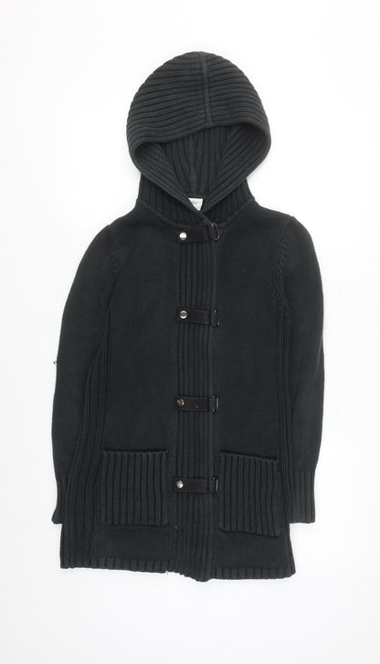 Next Petite Women's Black Chunky Knit Hooded Cardigan Small