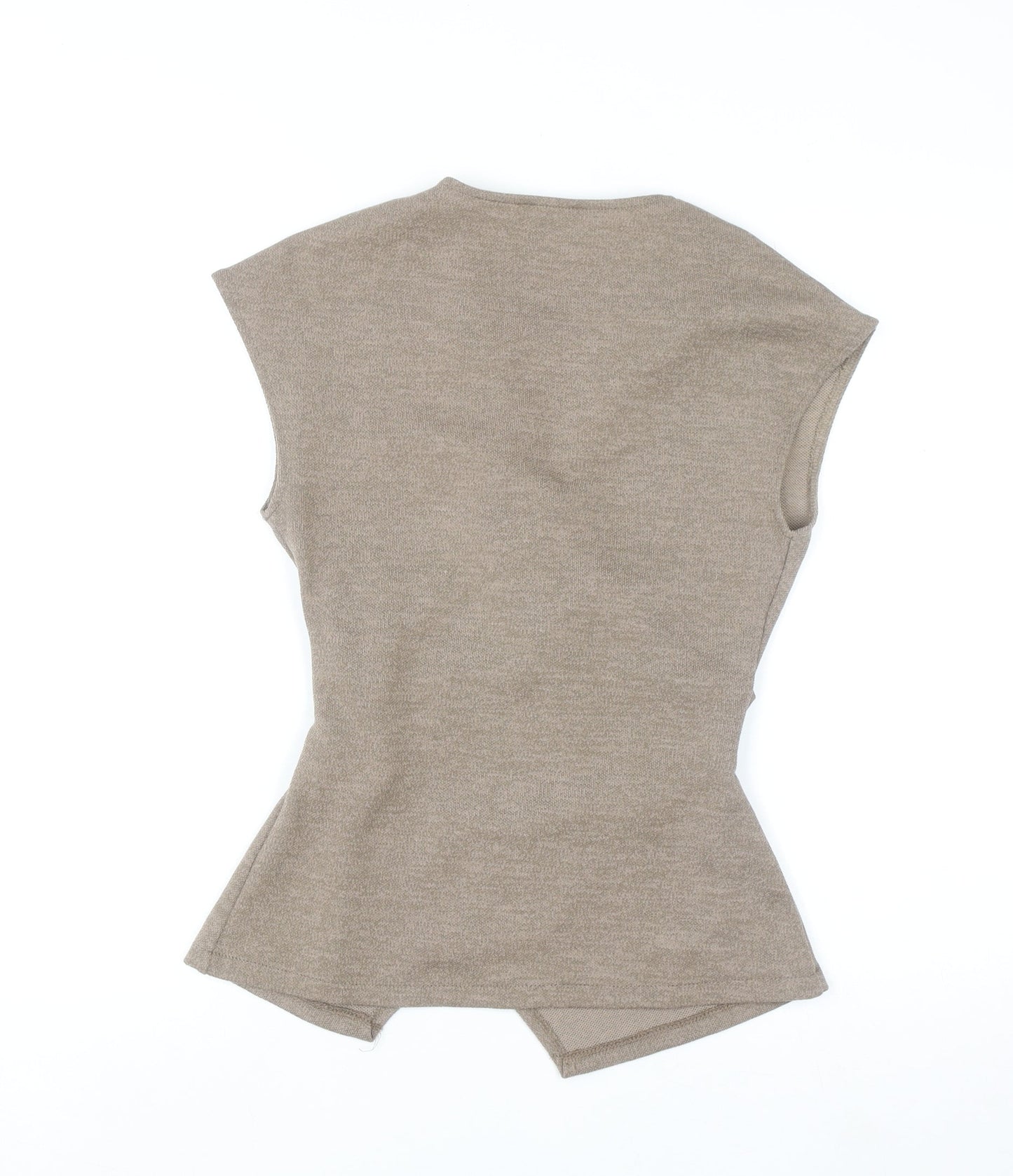 Zara Women Beige Wrap Blouse Knit Sleeveless Top Size S