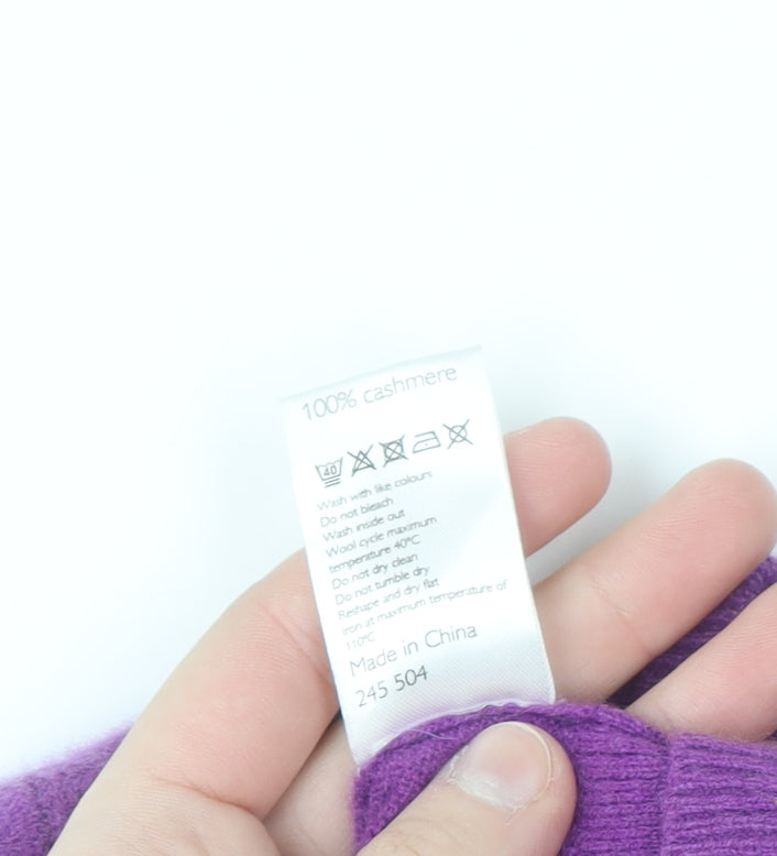 John Lewis Women Purple Cashmere Cardigan Size 12 Crew Neck