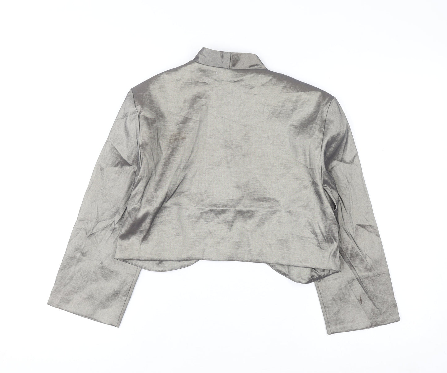 R&M Richards Women's Silver Cropped Shawl Blazer Size 14