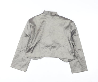 R&M Richards Women's Silver Cropped Shawl Blazer Size 14