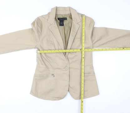 Calvin Klein Jeans Women Beige Blazer Size M Cotton Blend Jacket