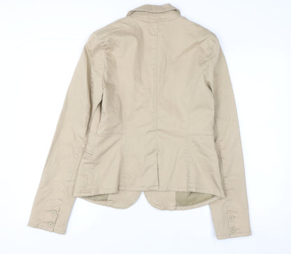 Calvin Klein Jeans Women Beige Blazer Size M Cotton Blend Jacket
