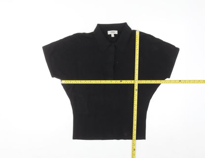COS Women's Black Collared Short Sleeve Polo Top S