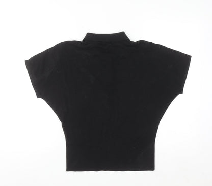 COS Women's Black Collared Short Sleeve Polo Top S