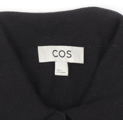 COS Women's Black Collared Short Sleeve Polo Top S