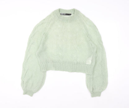 Bimba Y Lola Womens Green Mohair Wool Open Knit Jumper Size M