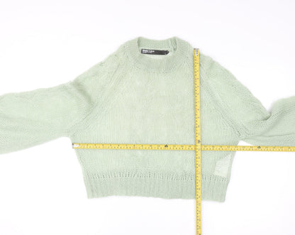 Bimba Y Lola Womens Green Mohair Wool Open Knit Jumper Size M