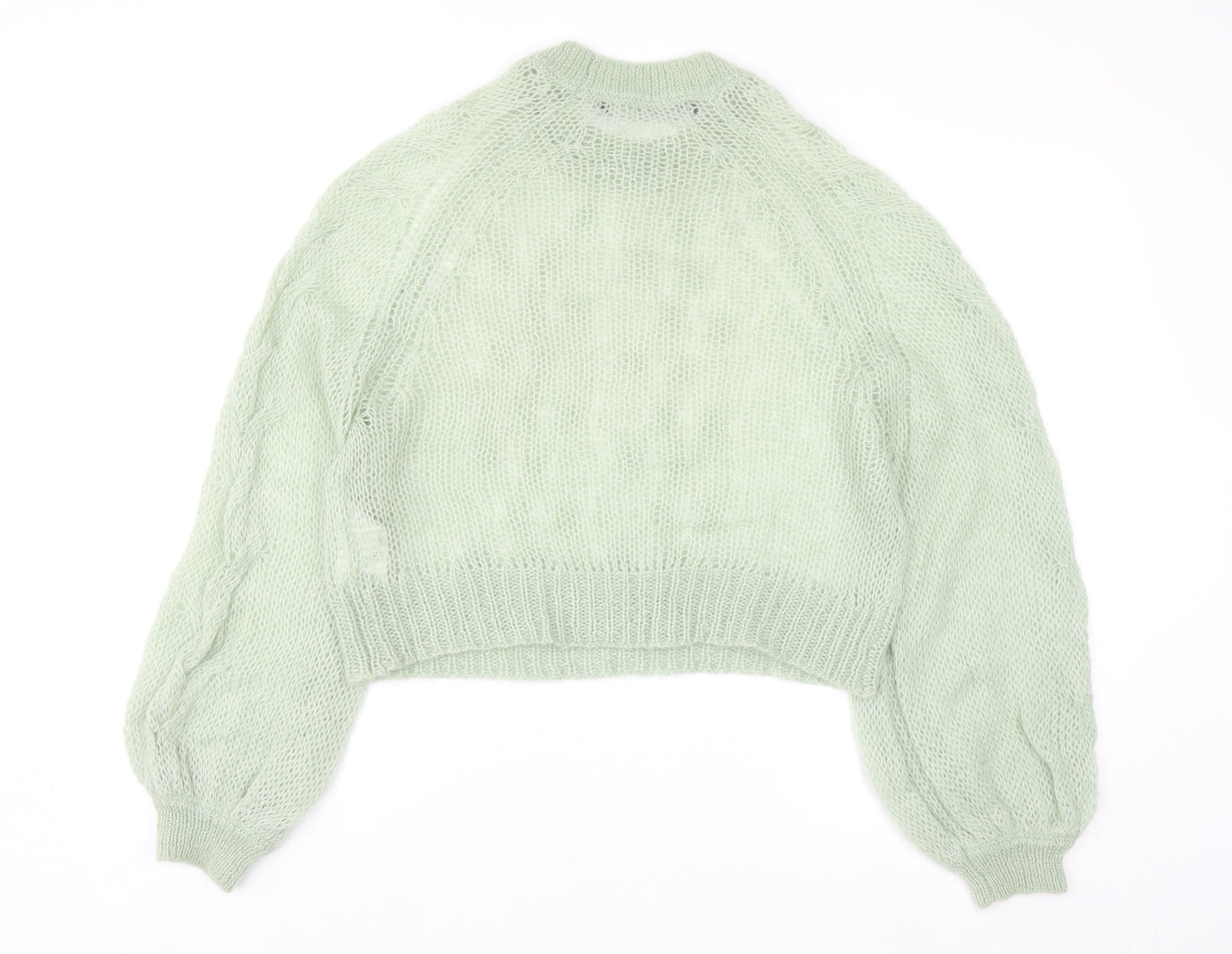 Bimba Y Lola Womens Green Mohair Wool Open Knit Jumper Size M