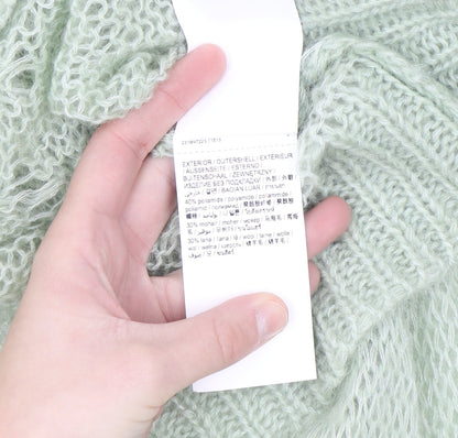 Bimba Y Lola Womens Green Mohair Wool Open Knit Jumper Size M