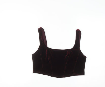 Beyond Retro Women's Brown Velvet Cropped Tank Top Size L