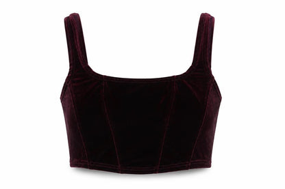 Vintage Women's Brown Velvet Cropped Tank Top Size L