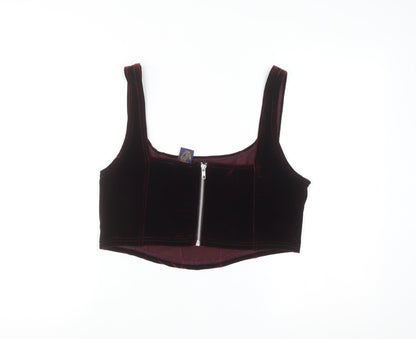 Beyond Retro Women's Brown Velvet Cropped Tank Top Size L