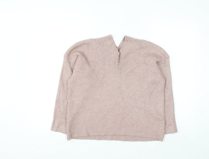 Next Petite Women’s Pink V-Neck Ribbed Pullover Jumper Size M