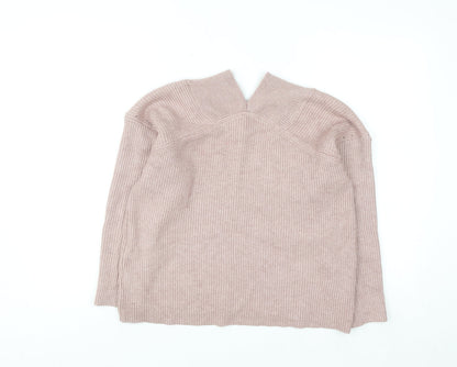 Next Petite Women’s Pink V-Neck Ribbed Pullover Jumper Size M