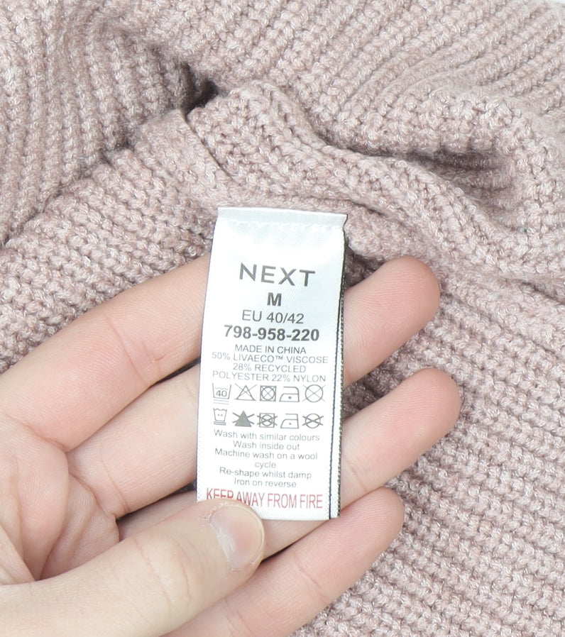 Next Petite Women’s Pink V-Neck Ribbed Pullover Jumper Size M