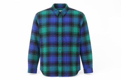 American Eagle Men’s Blue Plaid Flannel Button-Up Shirt Size M