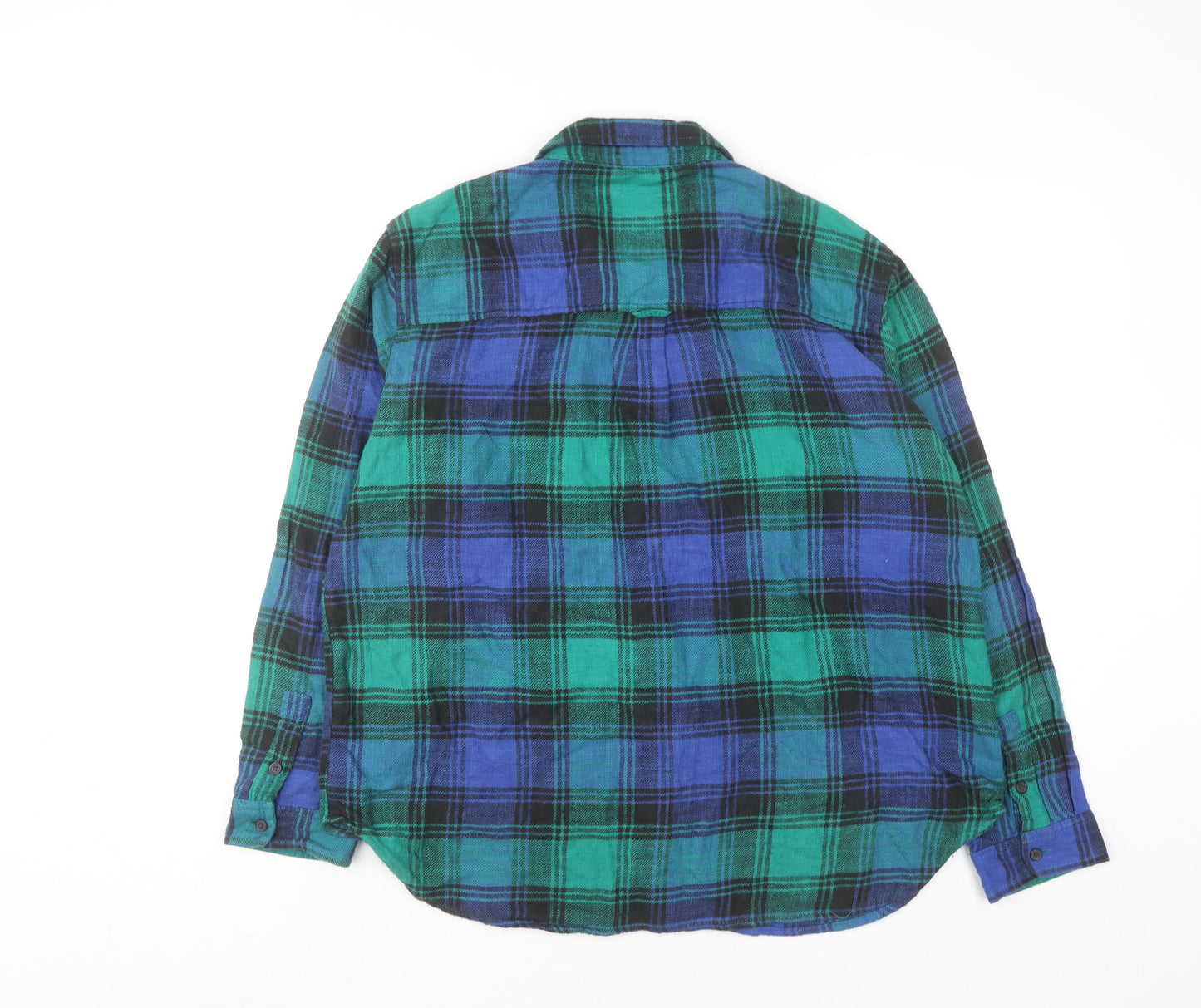 American Eagle Men’s Blue Plaid Flannel Button-Up Shirt Size M