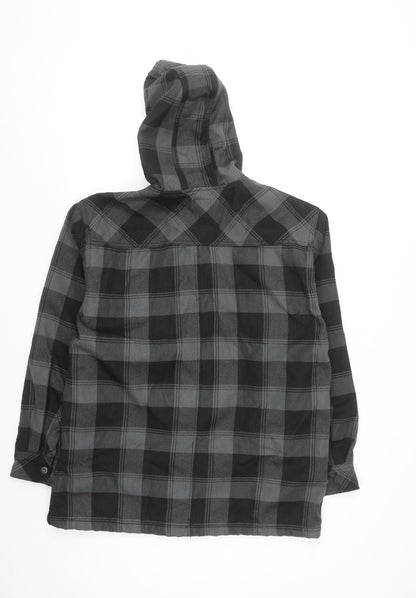 Dickies Mens Grey Check Hooded Flannel Jacket L 42-44 Workwear Style