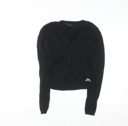 Calvin Klein Jeans Women's Black V-Neck Knit Jumper Size S