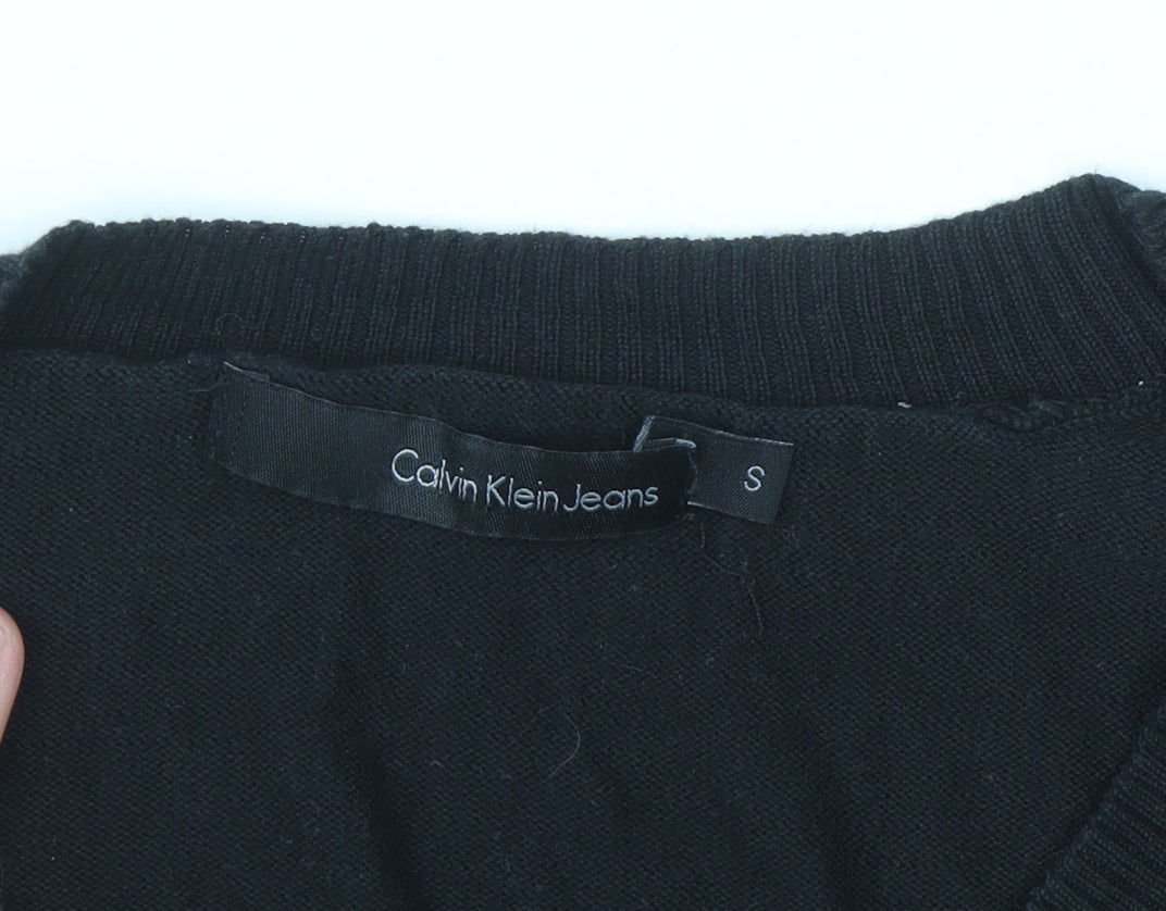 Calvin Klein Jeans Women's Black V-Neck Knit Jumper Size S