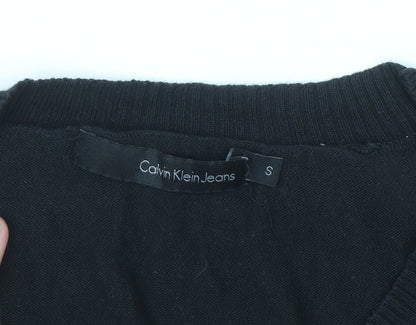 Calvin Klein Jeans Women's Black V-Neck Knit Jumper Size S