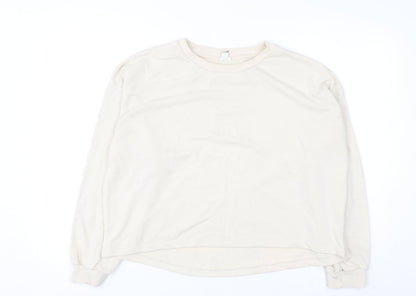 River Island Women Beige Cotton Blend Pullover Sweatshirt M