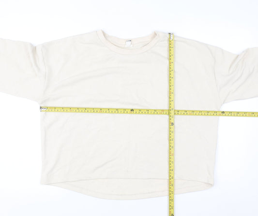 River Island Women Beige Cotton Blend Pullover Sweatshirt M