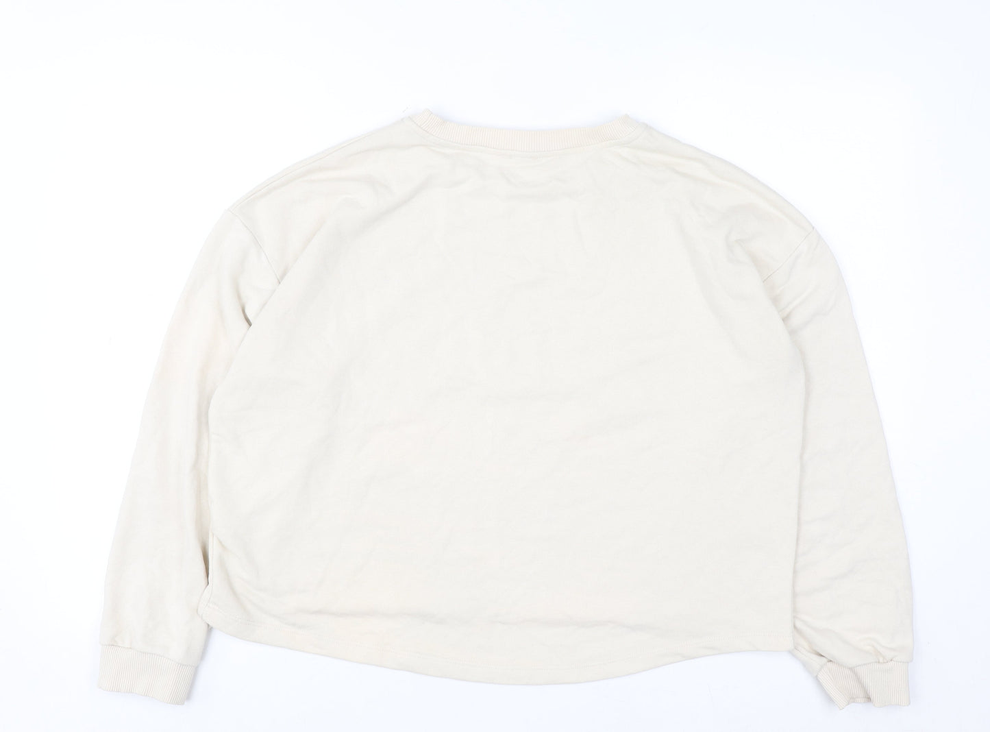 River Island Women Beige Cotton Blend Pullover Sweatshirt M