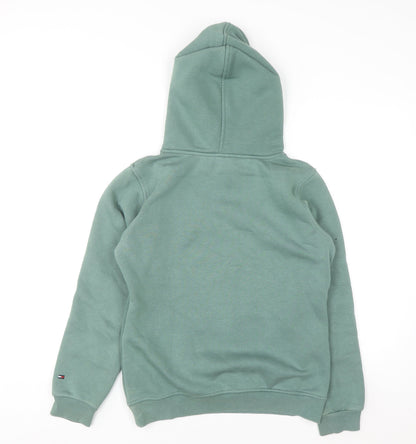 Tommy Hilfiger Men's Green Pullover Hoodie Size M Logo Fleece