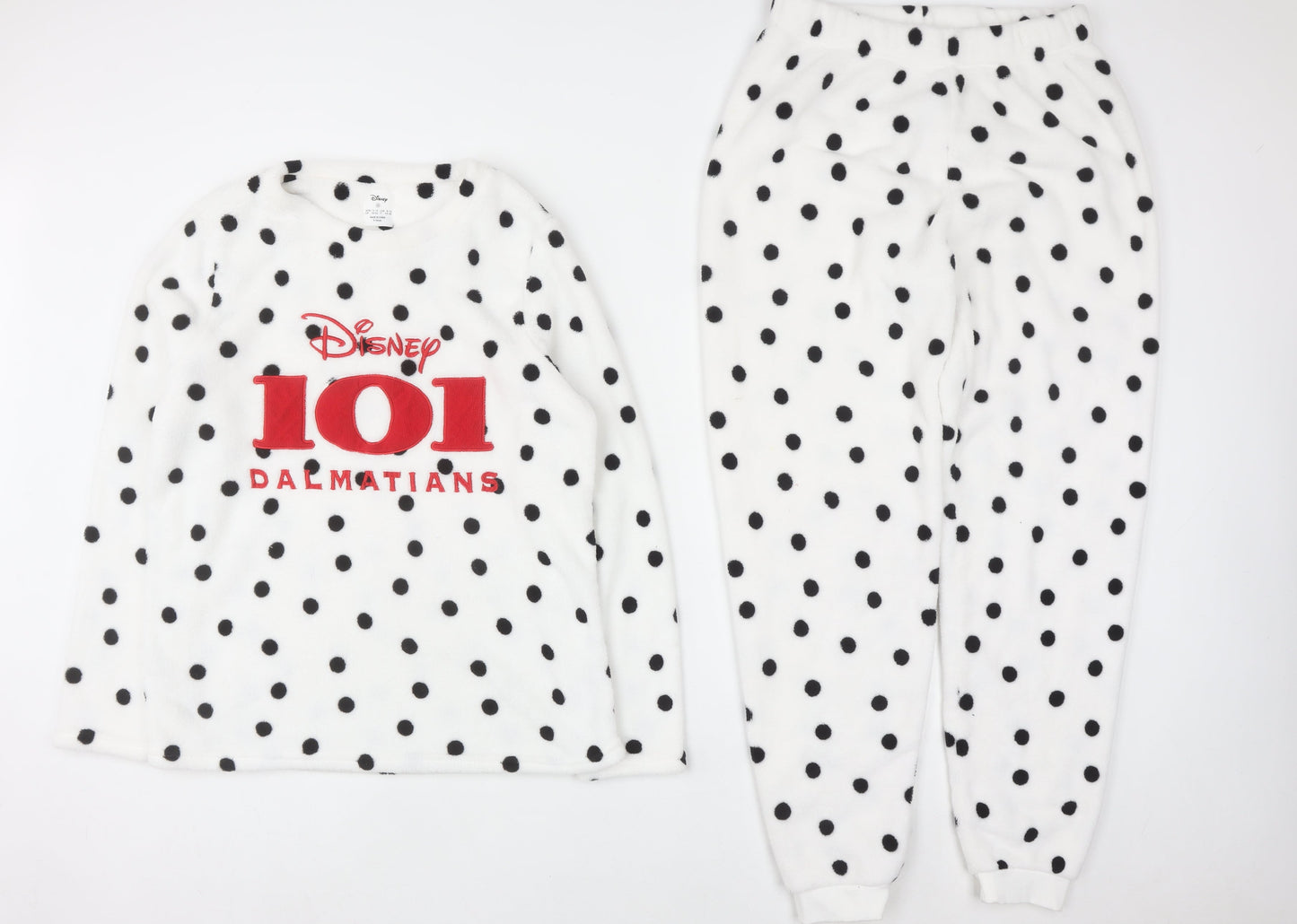 Primark Women White Fleece 101 Dalmatians Pyjama Set M