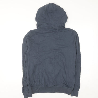 AllSaints Men's Blue Full Zip Hoodie Medium Lightweight Cotton