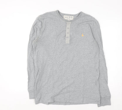 Jack Wills Men’s Grey Henley Sweatshirt Cotton Size M