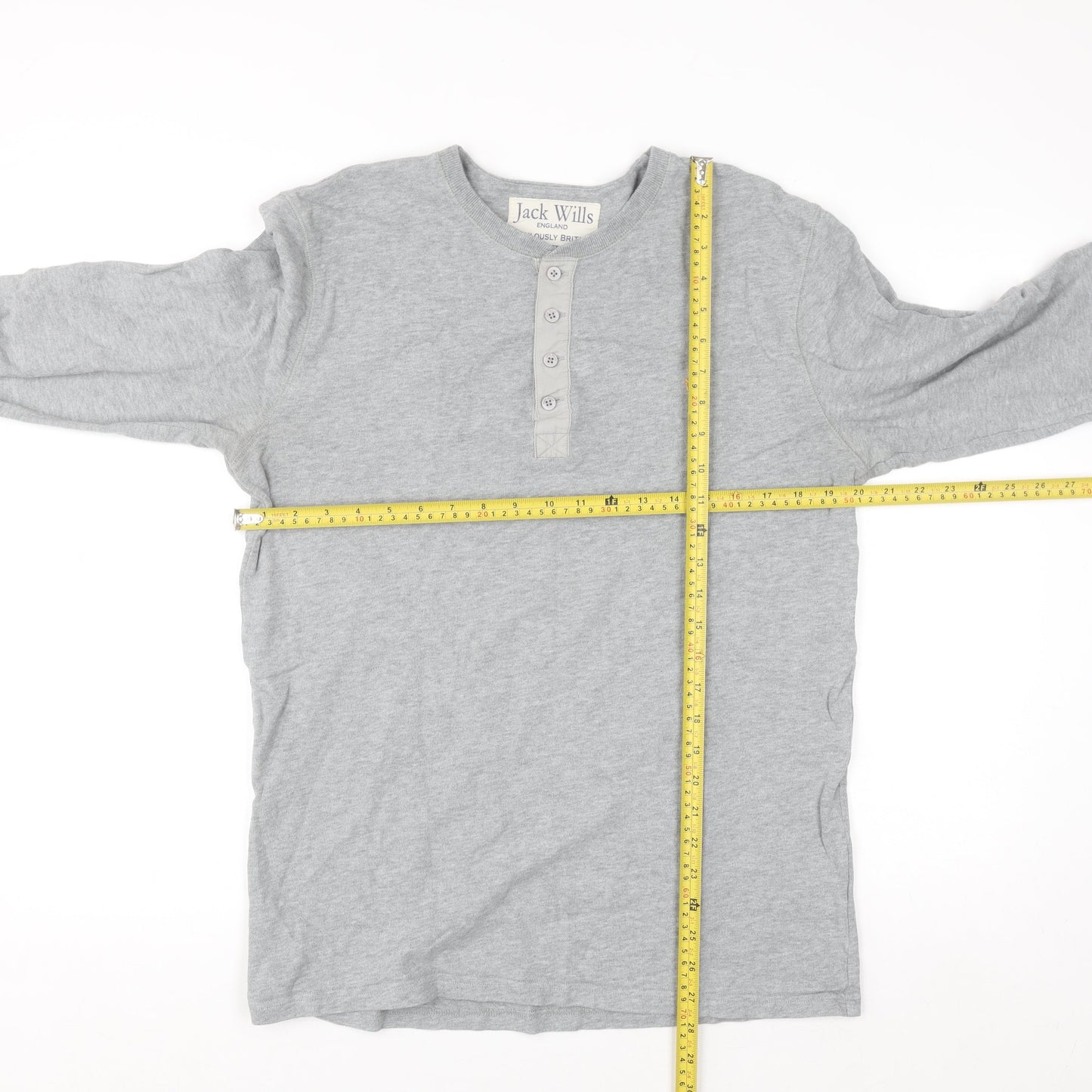 Jack Wills Men’s Grey Henley Sweatshirt Cotton Size M