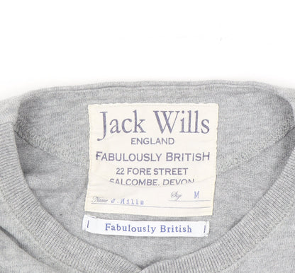 Jack Wills Men’s Grey Henley Sweatshirt Cotton Size M