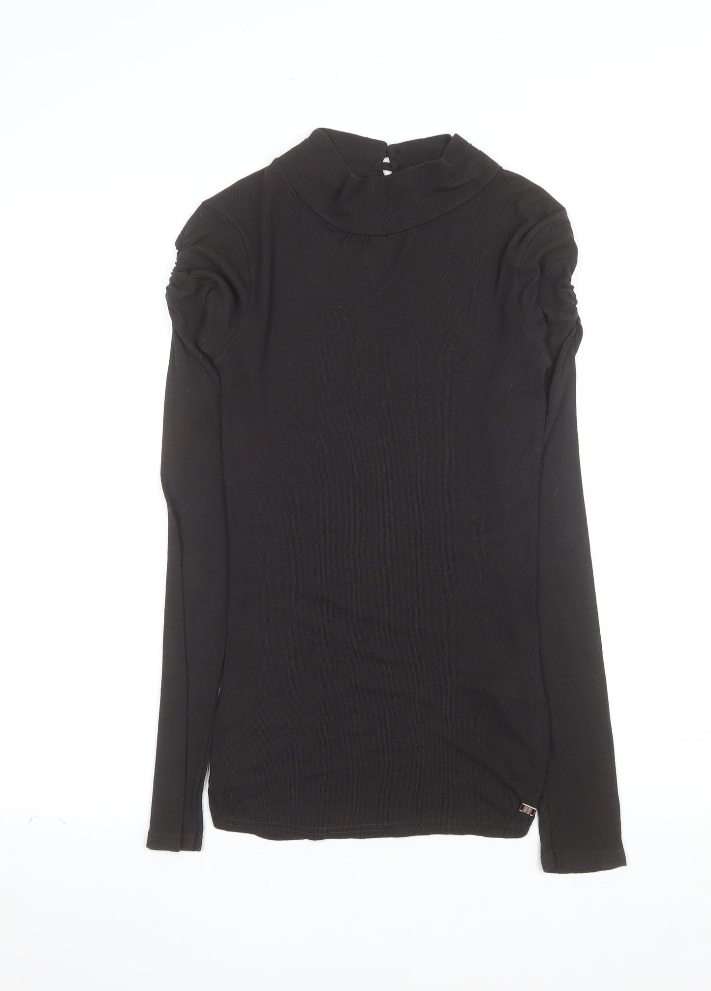 River Island Womens Black Roll Neck Long Sleeve Viscose Blouse Size 12