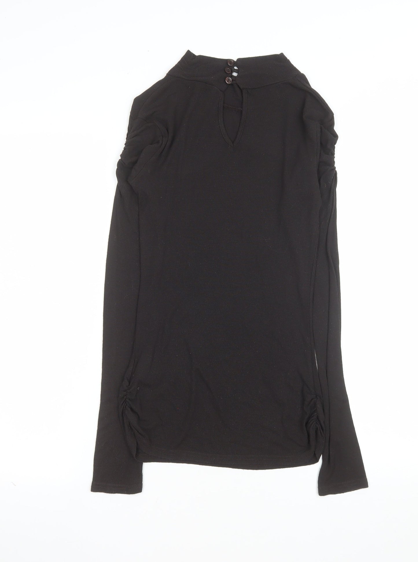 River Island Womens Black Roll Neck Long Sleeve Viscose Blouse Size 12
