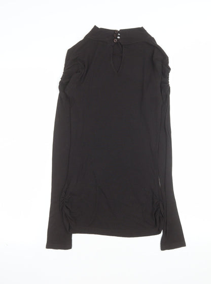 River Island Womens Black Roll Neck Long Sleeve Viscose Blouse Size 12
