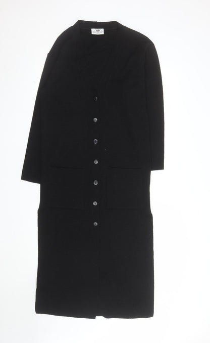 Nightingales LTD Women’s Black V-Neck Wool Blend Long Cardigan Size S