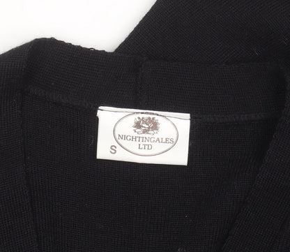 Nightingales LTD Women’s Black V-Neck Wool Blend Long Cardigan Size S