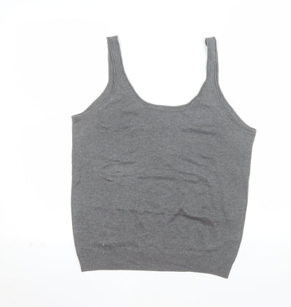 Massimo Dutti Women Grey Silk Cashmere Tank Top XL