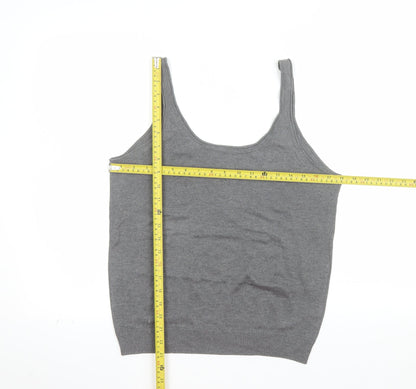 Massimo Dutti Women Grey Silk Cashmere Tank Top XL