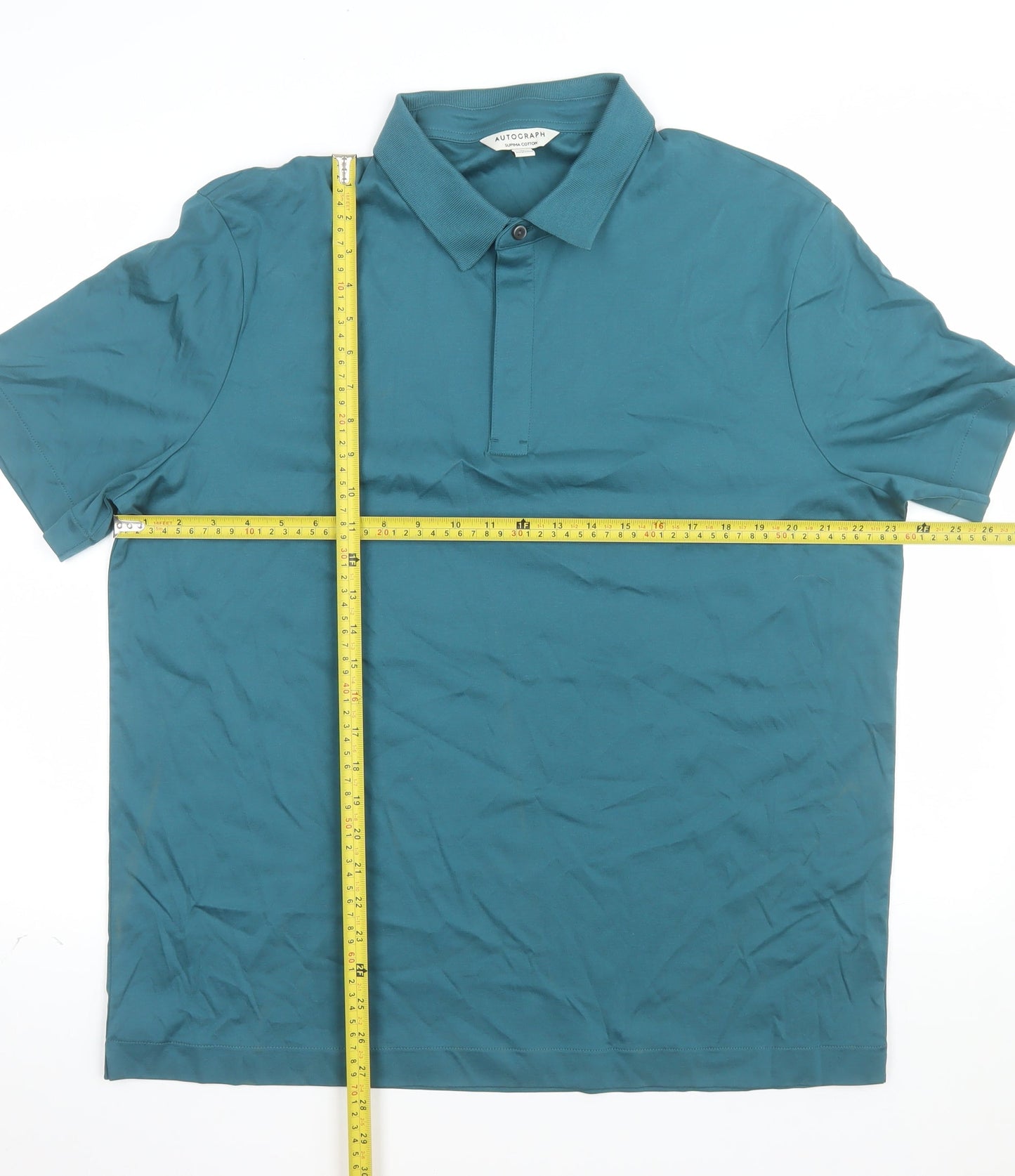 Marks and Spencer Autograph Men's Blue Supima Cotton Polo Shirt XL