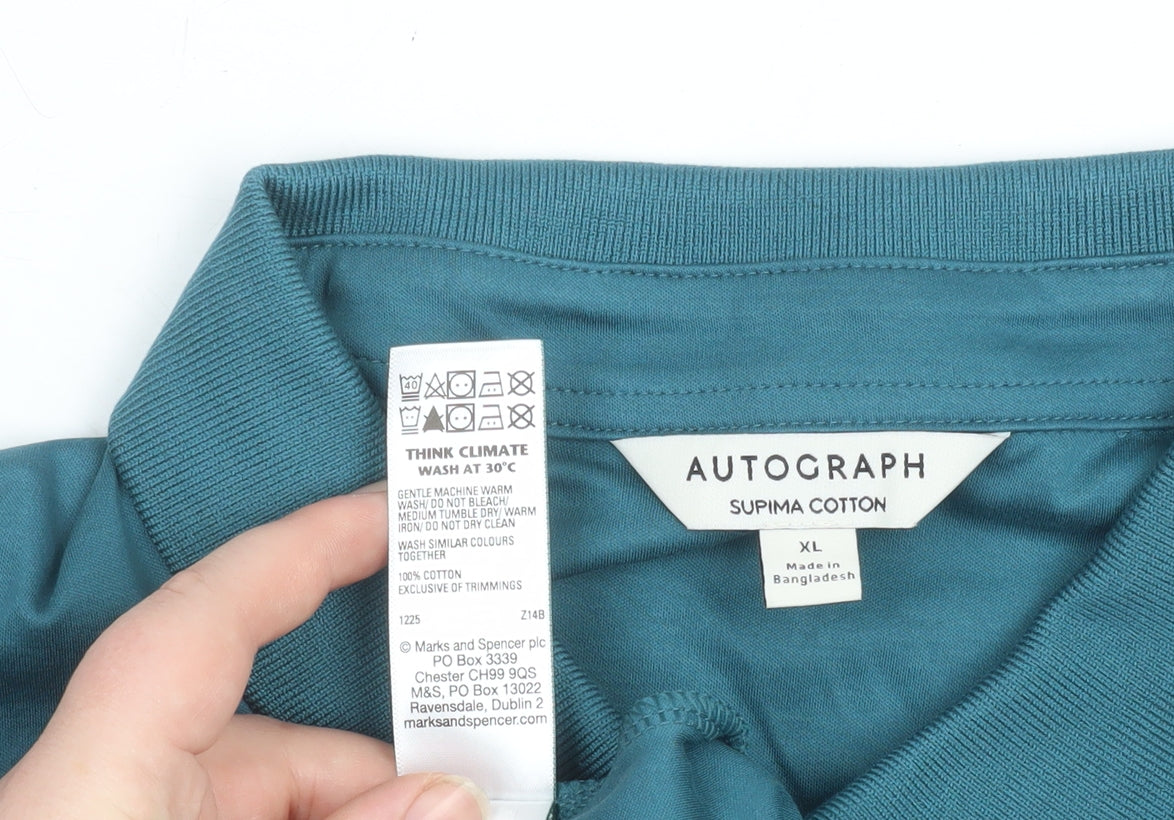 Marks and Spencer Autograph Men's Blue Supima Cotton Polo Shirt XL