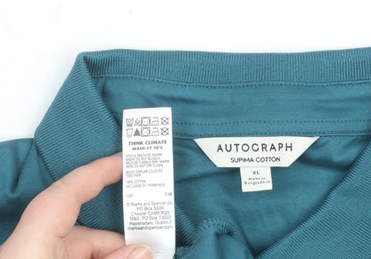 Marks and Spencer Autograph Men's Blue Supima Cotton Polo Shirt XL