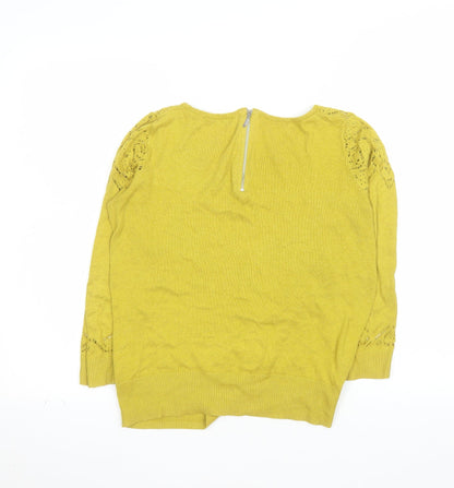 Oasis Women Yellow Knit Cotton Viscose Jumper S Crew Neck
