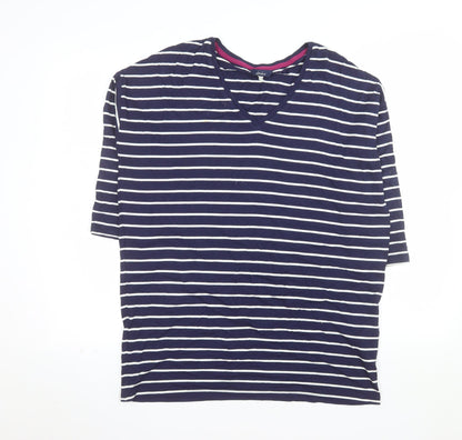 Joules Women’s Blue Striped V-Neck T-Shirt Size 10