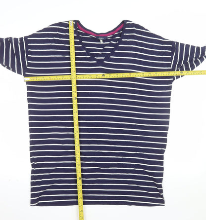 Joules Women’s Blue Striped V-Neck T-Shirt Size 10