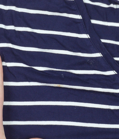 Joules Women’s Blue Striped V-Neck T-Shirt Size 10