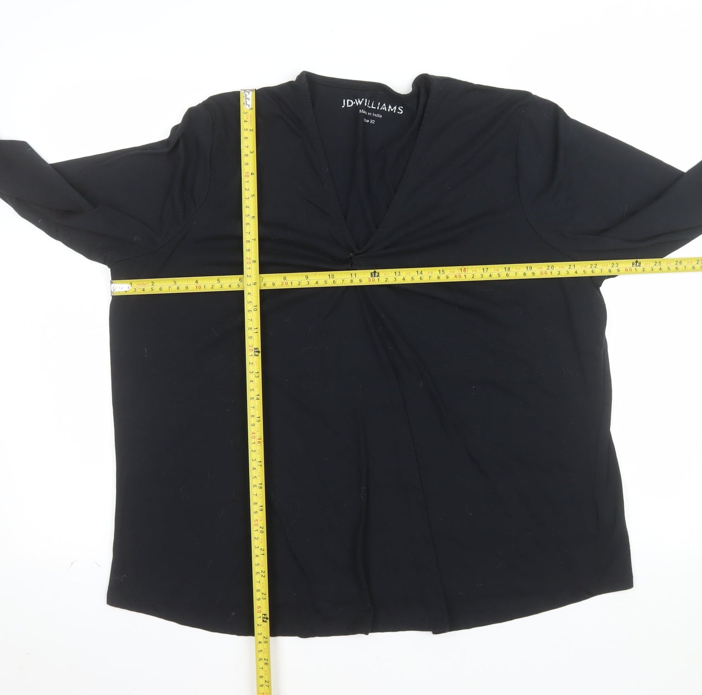 JD Williams Women's Black Long Sleeve V-Neck Tunic Blouse Size 22